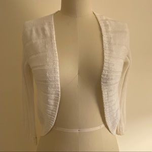 Ann Taylor Knit White Cropped Cardigan